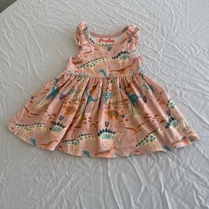 2T Piccolina 100% Cotton Blush Sleeveless Dinosaur Print Dress